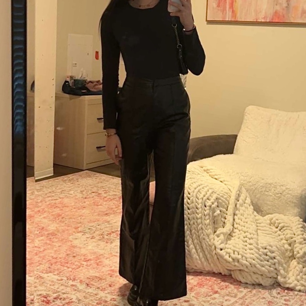 Straight leg lioness black leather pants